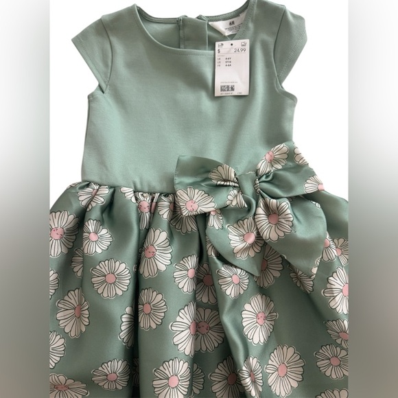 H&M Mint Green Floral Kids Dress - Picture 5 of 6